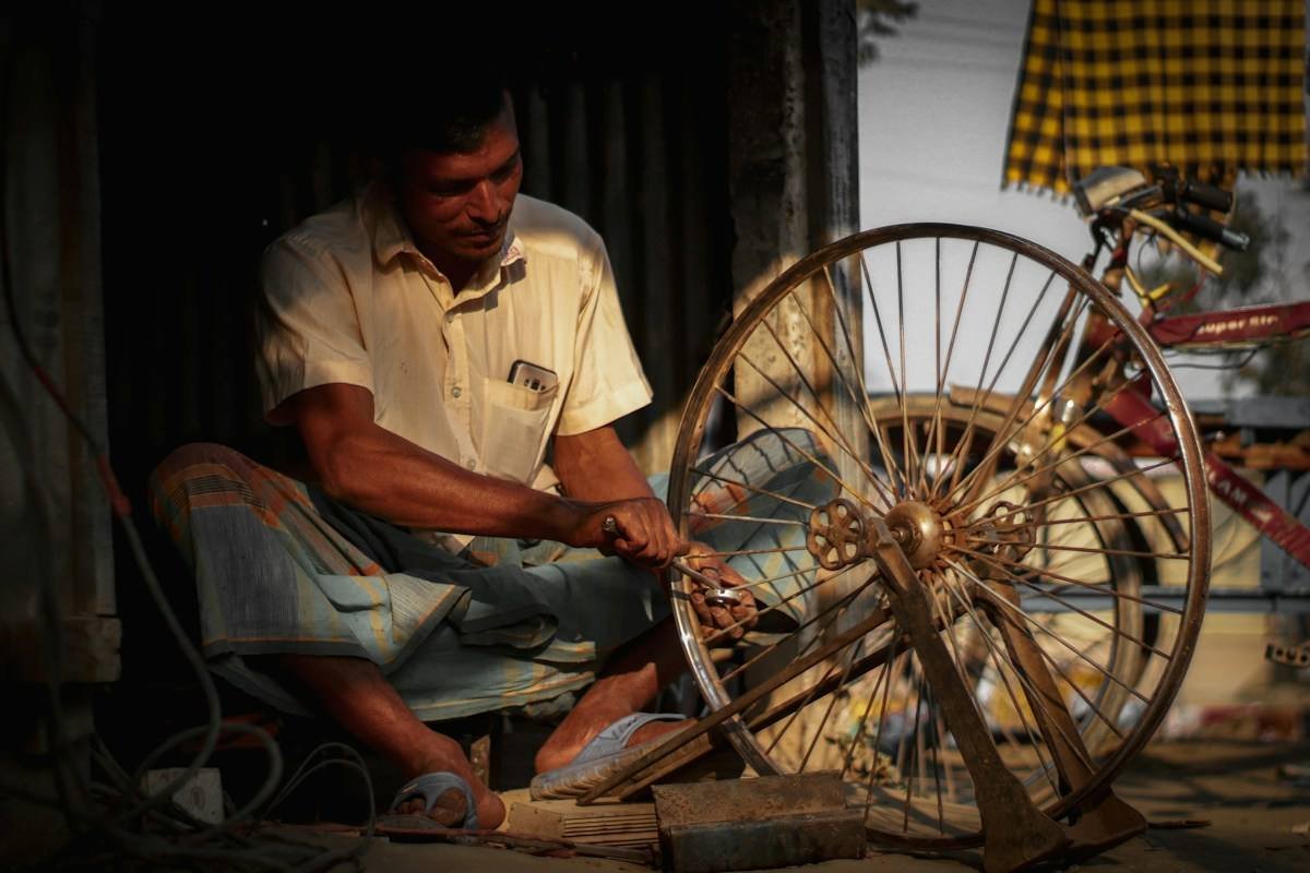 A tailor at work in Bangladesh