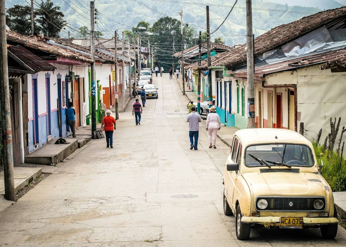 A colourful street in Salento, Colombia