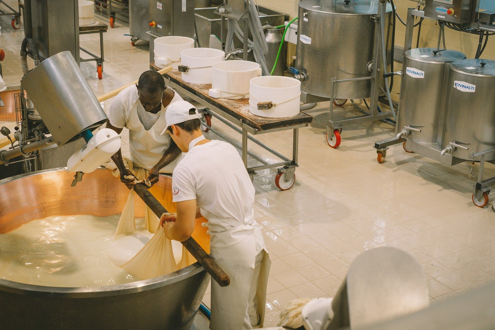 A production team at work in a food plant