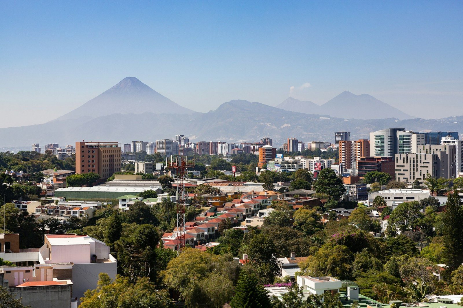 Guatemala City with its volcanoes
