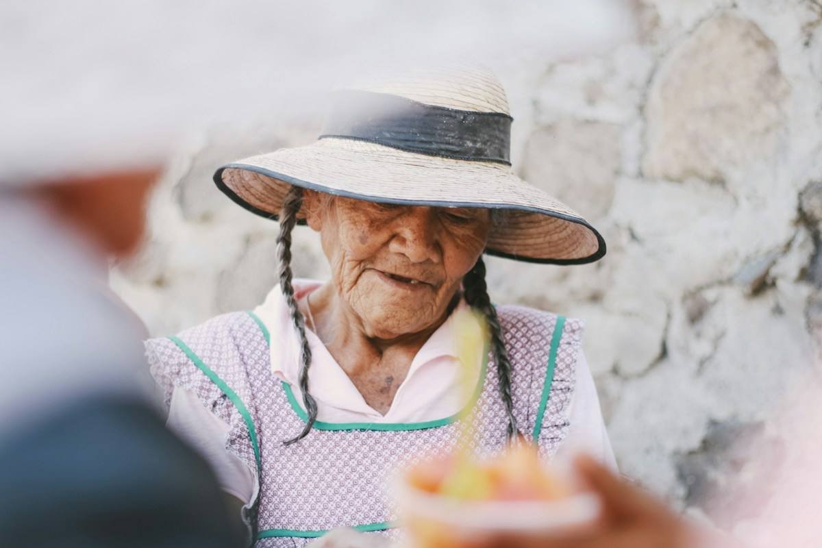 A Mexican woman working at her market stall