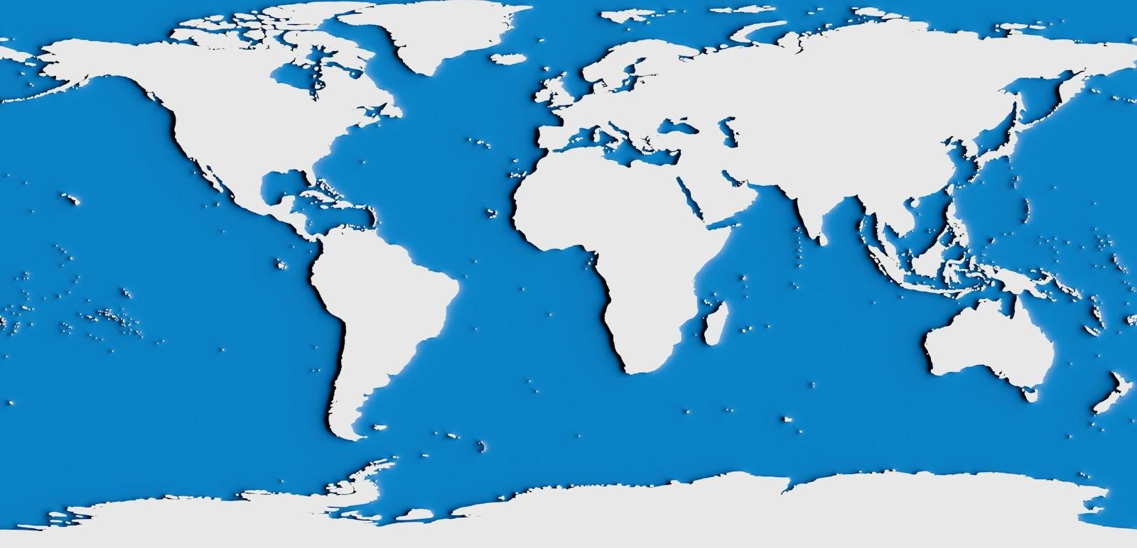 A blue world map